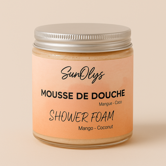 Mousse de douche au parfum mangue-coco